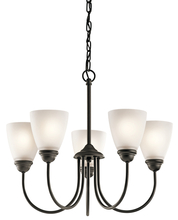 Kichler 43638OZ - Jolie 18.5" 5 Light Chandelier with Satin Etched Glass in Olde Bronze