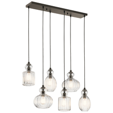 Kichler 43950OZ - Riviera 35.5" 6 Light Linear Chandelier with Clear Ribbed Glass in Olde Bronze