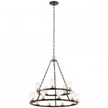 Kichler 52109OZ - Mathias 31" 15 Light 2 Tier Chandelier with Clear Ribbed Glass in Olde Bronze
