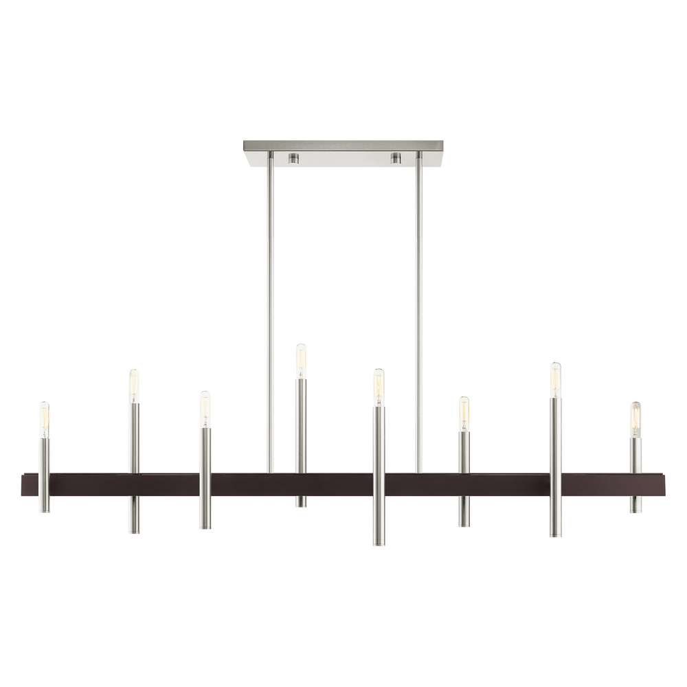 8 Lt Brushed Nickel Linear Chandelier