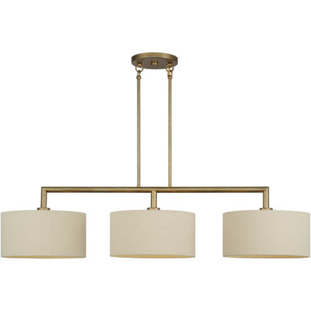 3 Light Antique Gold Leaf Extra Large Linear Chandelier