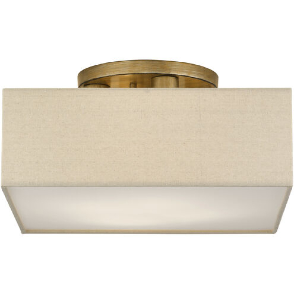 4 Light Antique Gold Leaf Semi-Flush