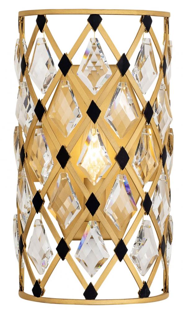 Windsor 1-Lt Crystal Sconce - Carbon/Havana Gold