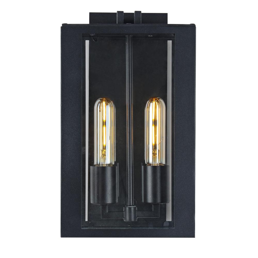 Waterville Collection 2-Light Exterior Wall Light, Matte Black