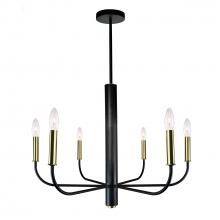 Artcraft AC10626VB - Verona 6 Light Chandelier Vintage Brass & Black