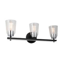 Artcraft AC11933NB - Essex Collection 3-Light Bathroom Vanity Fixture Black and Chrome