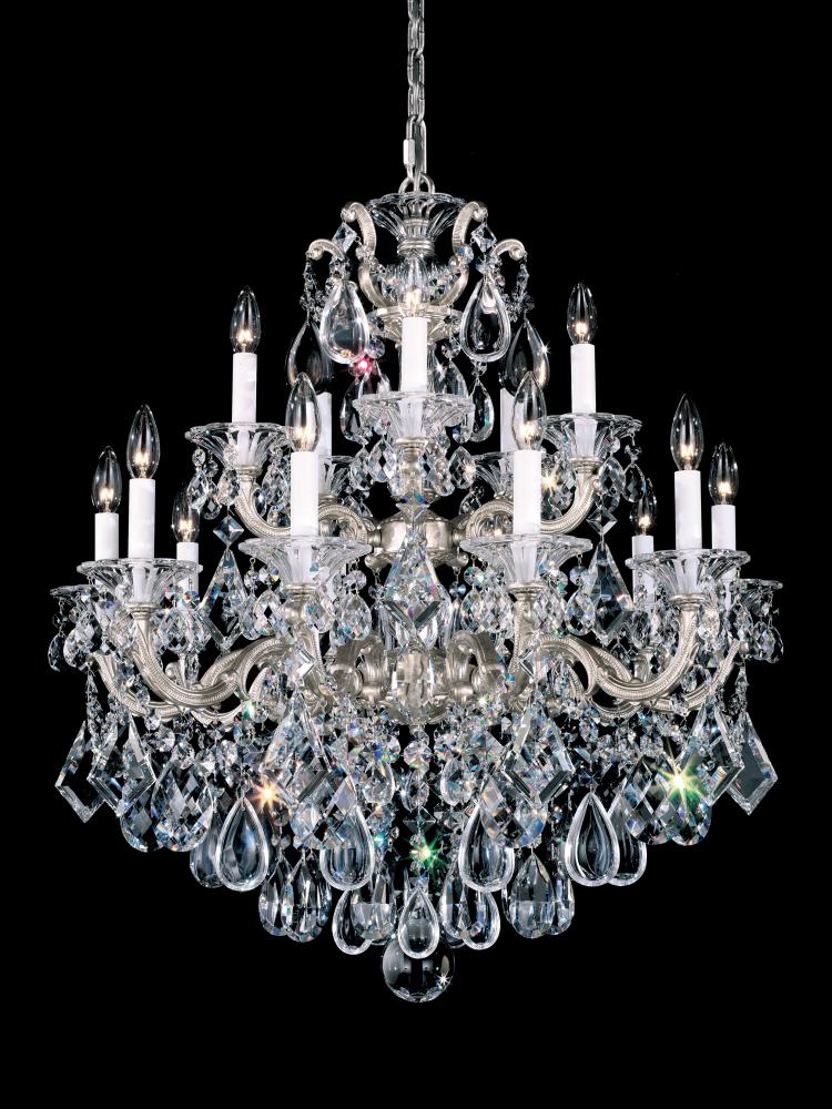 La Scala 15 Light 120V Chandelier in Antique Silver with Radiance Crystal