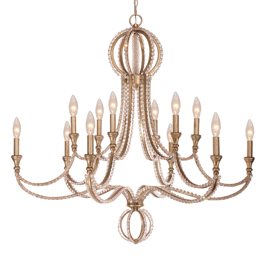 Garland 12 Light Distressed Twilight Crystal Bead Chandelier