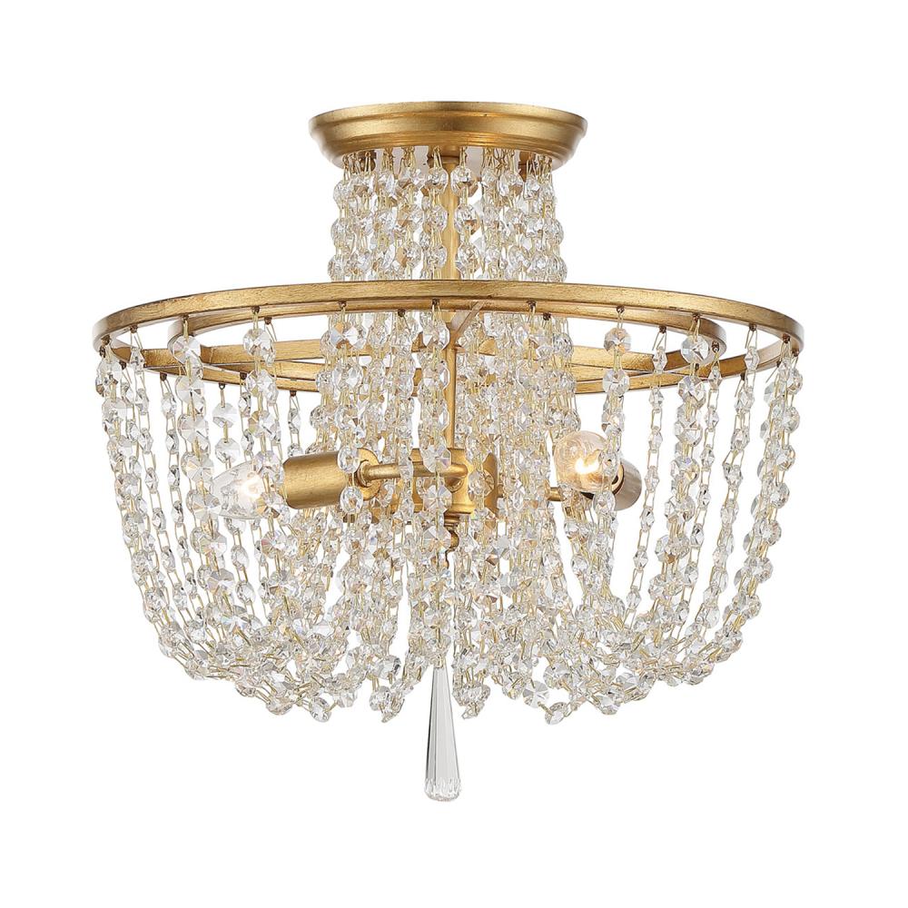 Arcadia 15'' Antique Gold Semi Flush Mount