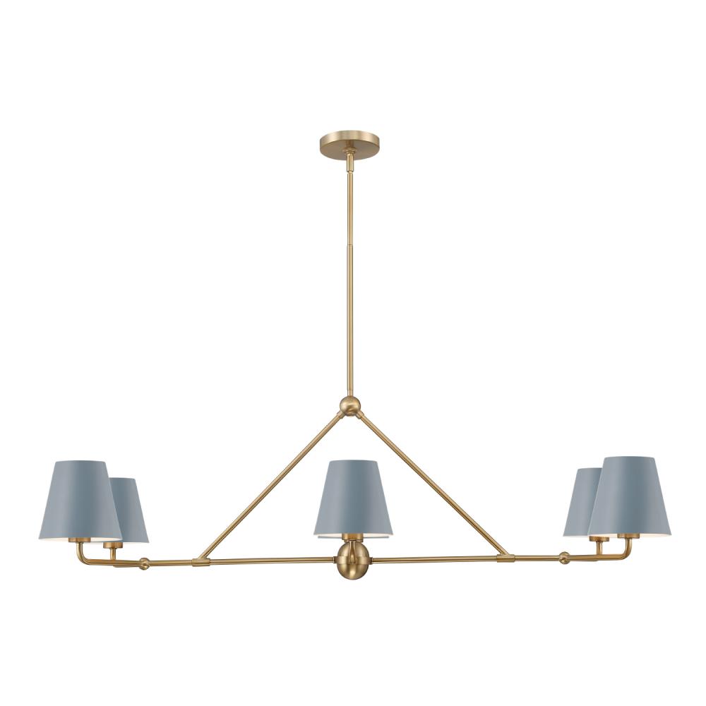 Xavier 46'' Vibrant Gold + Blue Linear Chandelier