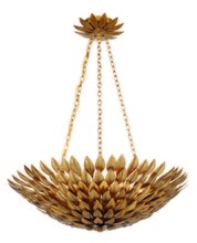 Crystorama 517-GA - Broche 6 Light Antique Gold Leaf Chandelier