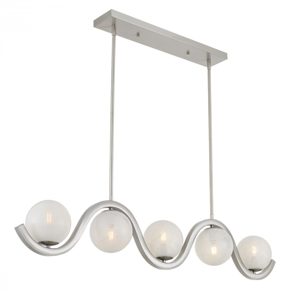 Spherical 5-Light Brushed Nickel Island Light