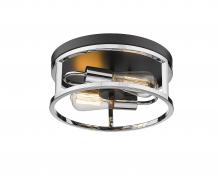 Bethel International YS2180C12BCH - 2-Light Black And Chrome Metal Flush Mount