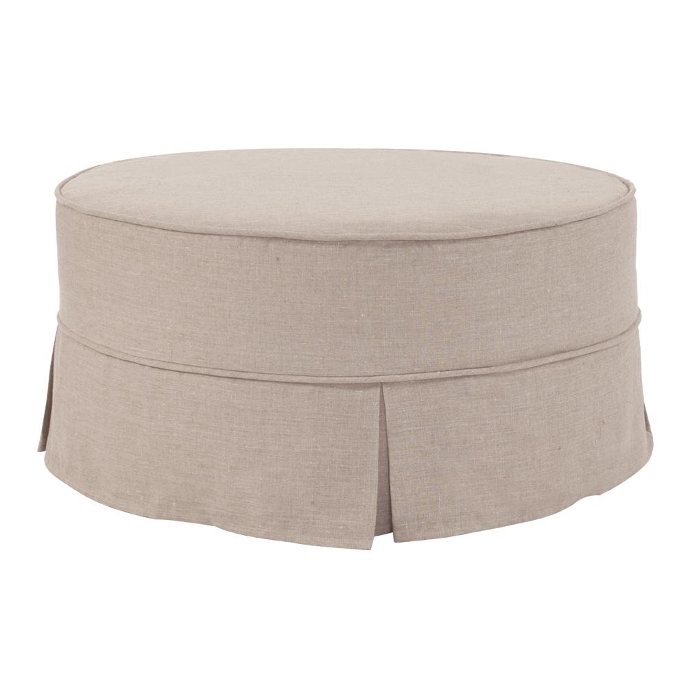 Universal 36" Round Linen Slub Natural - Skirted