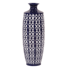 Howard Elliott 61010 - Howard Elliott Navy Blue and White Textured Ceramic Vase - Large