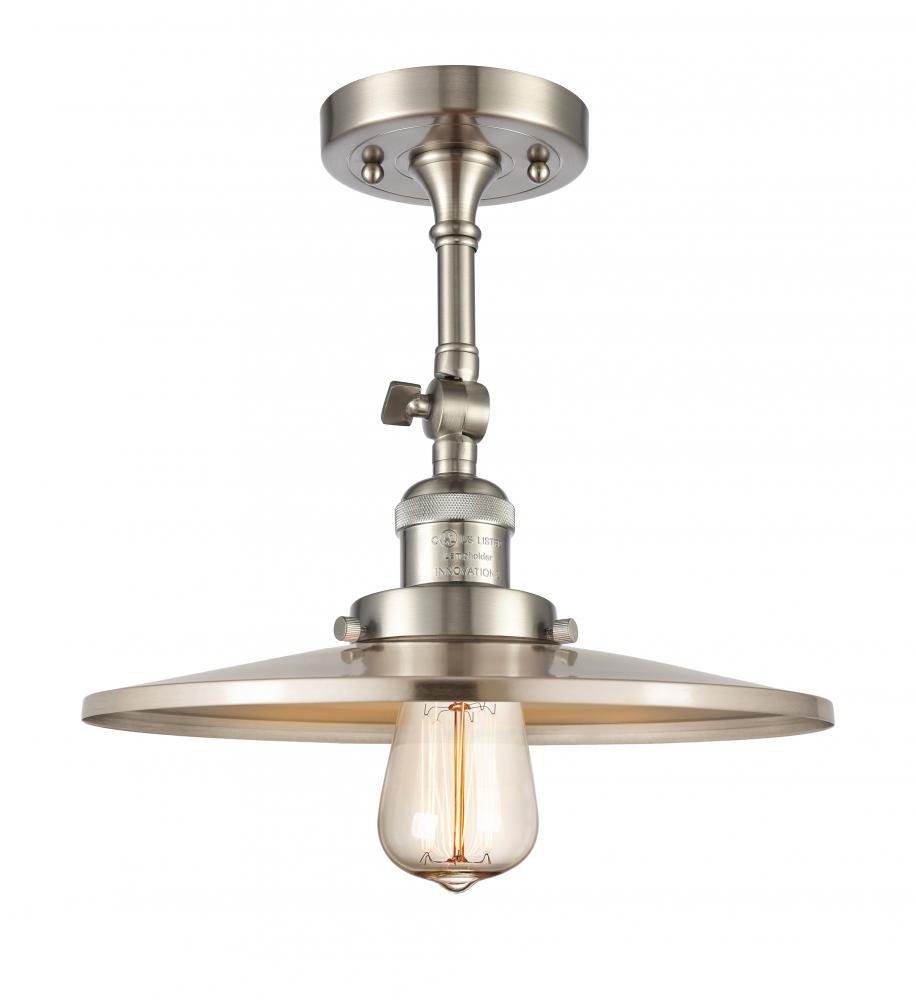 Railroad - 1 Light - 12 inch - Brushed Satin Nickel - Adjustable Semi-Flush Mount