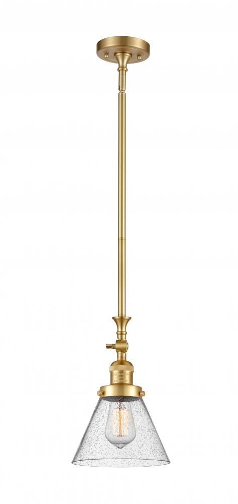Cone - 1 Light - 8 inch - Satin Gold - Stem Hung - Adjustable Mini Pendant