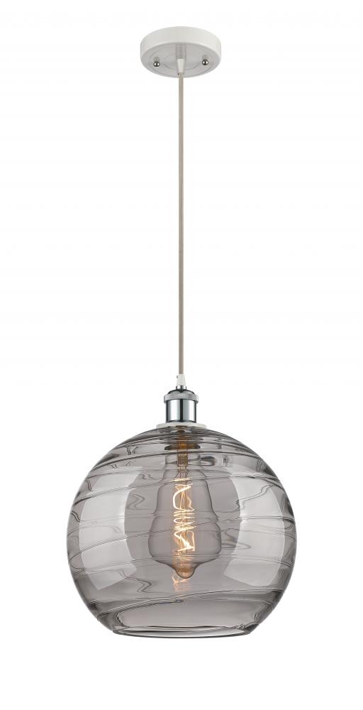 Athens Deco Swirl - 1 Light - 12 inch - White Polished Chrome - Cord hung - Mini Pendant