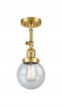 Innovations Lighting 201F-SG-G204-6-LED - Beacon - 1 Light - 6 inch - Satin Gold - Adjustable Semi-Flush Mount