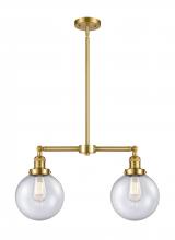 Innovations Lighting 209-SG-G204-8-LED - Beacon - 2 Light - 25 inch - Satin Gold - Stem Hung - Adjustable Island Light