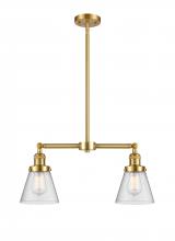 Innovations Lighting 209-SG-G64-LED - Cone - 2 Light - 21 inch - Satin Gold - Stem Hung - Adjustable Island Light