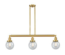 Innovations Lighting 213-SG-G204-6-LED - Beacon - 3 Light - 39 inch - Satin Gold - Stem Hung - Adjustable Island Light