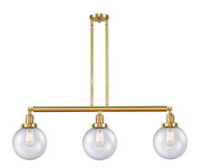 Innovations Lighting 213-SG-G204-8-LED - Beacon - 3 Light - 41 inch - Satin Gold - Stem Hung - Adjustable Island Light