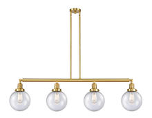 Innovations Lighting 214-SG-G204-8 - Beacon - 4 Light - 53 inch - Satin Gold - Stem Hung - Adjustable Island Light