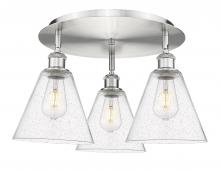 Innovations Lighting 516-3C-SN-GBC-84 - Berkshire - 3 Light - 20 inch - Satin Nickel - Semi-Flush Mount