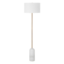 Renwil LPF3144 - Lozica 62.5" Tall Antique Brushed Brass Floor Lamp with Drum Linen Shade