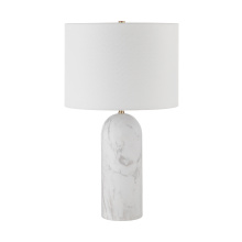 Renwil LPT1272 - Beausoleil 25" Tall Satin Brass Iron Table Lamp with Drum Linen Shade