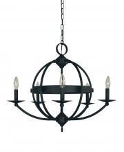 Lighting One US V4-L1155 MBLACK - 5-LIGHT MATTE BLACK AURORA CHANDELIER