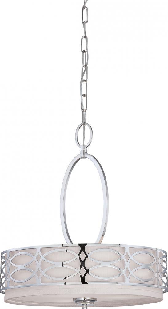 Harlow - 3 Light Pendant with Slate Gray Fabric Shade - Polished Nickel Finish