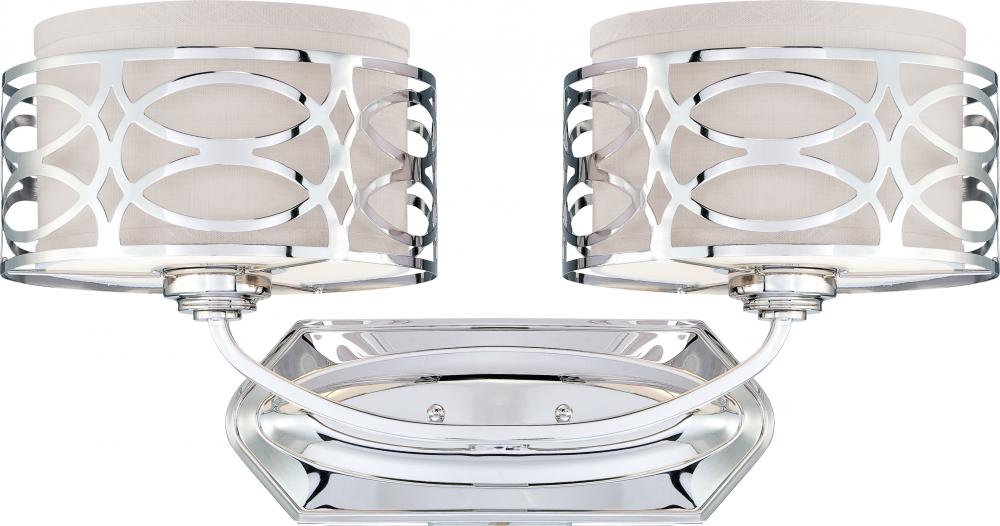Harlow - 2 Light Vanity with Slate Gray Fabric Shades - Polished Nickel Finish