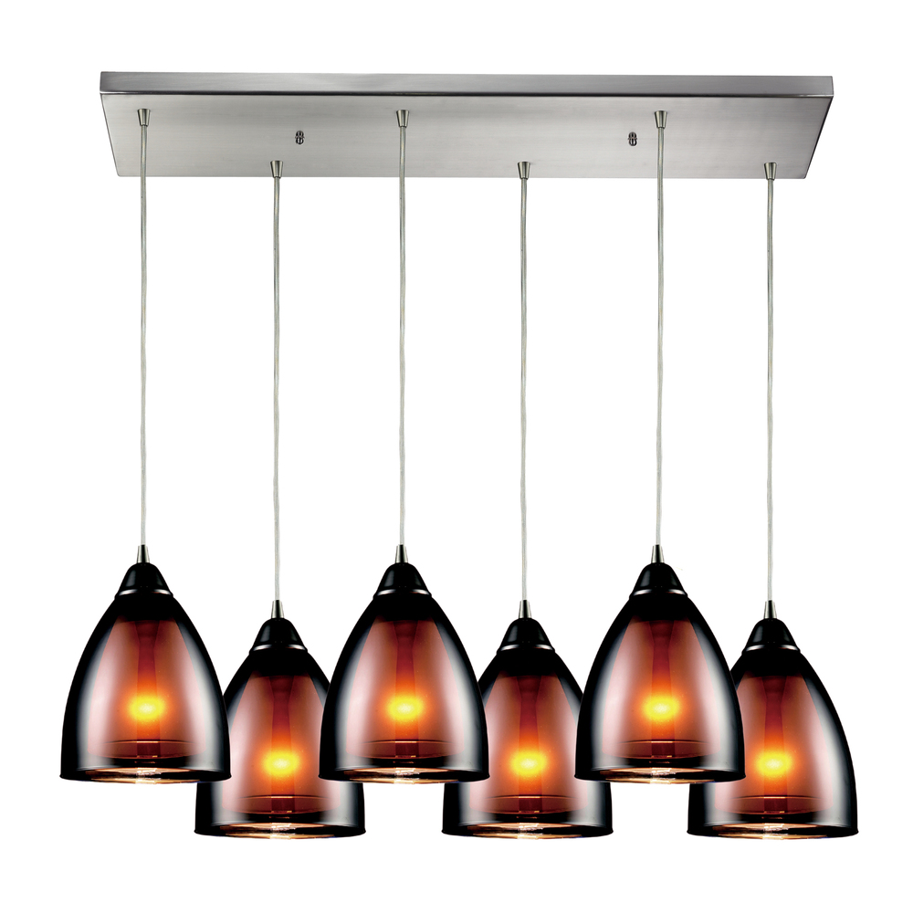 Reflections 6 Light Pendant In Satin Nickel And