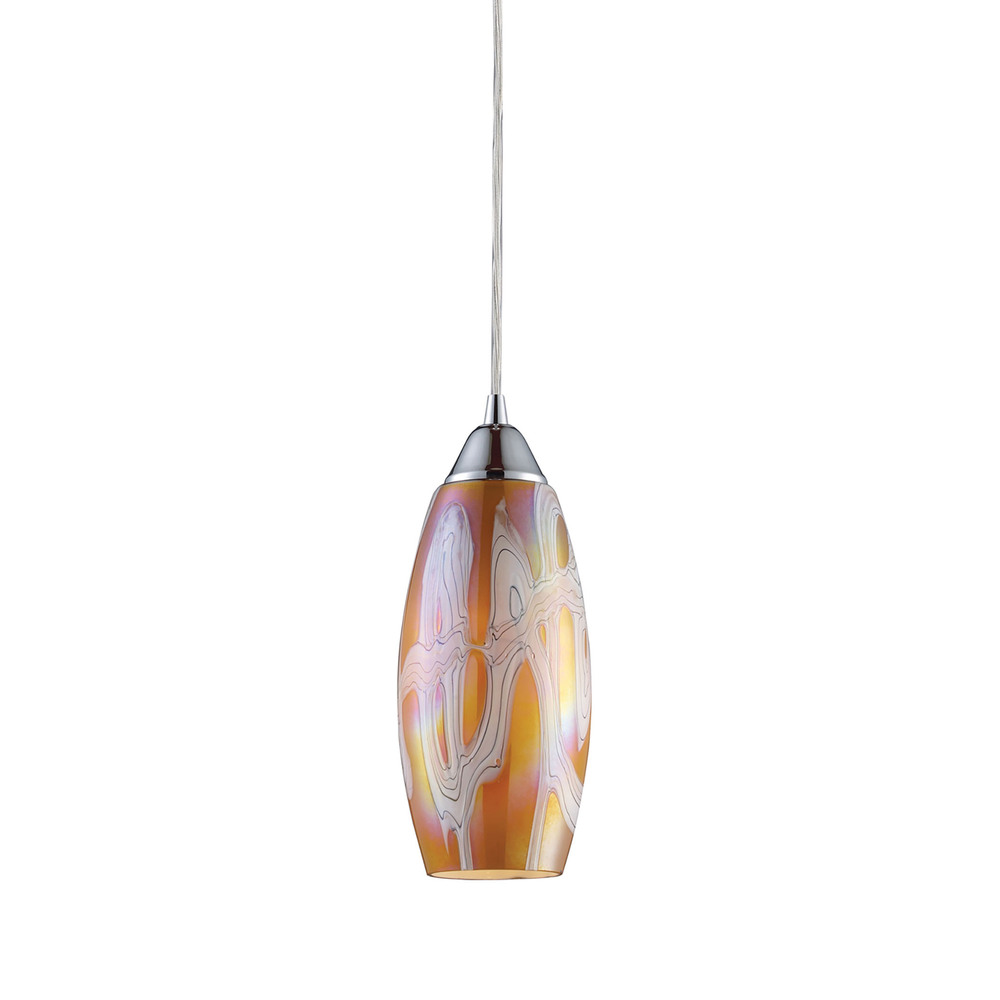 Iridescence 1-Light Golden Pendant in Satin Nickel