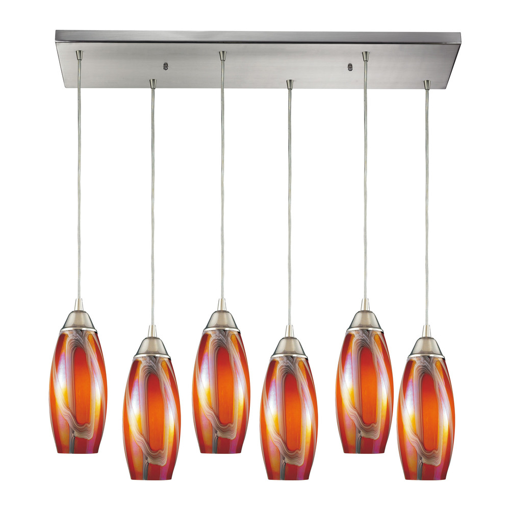 Iridescence 6- Light Pendant in Satin Nickel